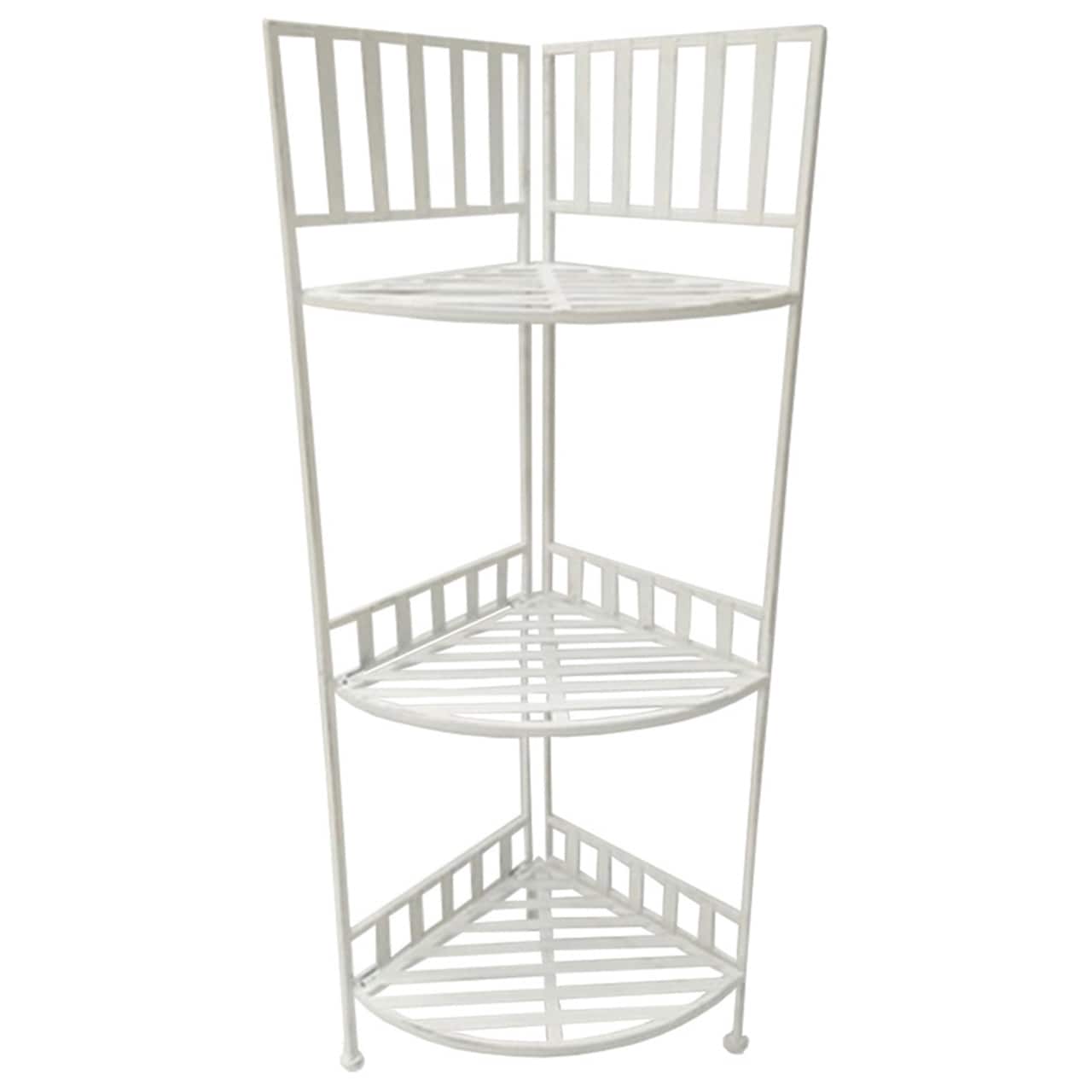 Santa's Workshop 40" Antique White 3-Tier Corner Shelf
